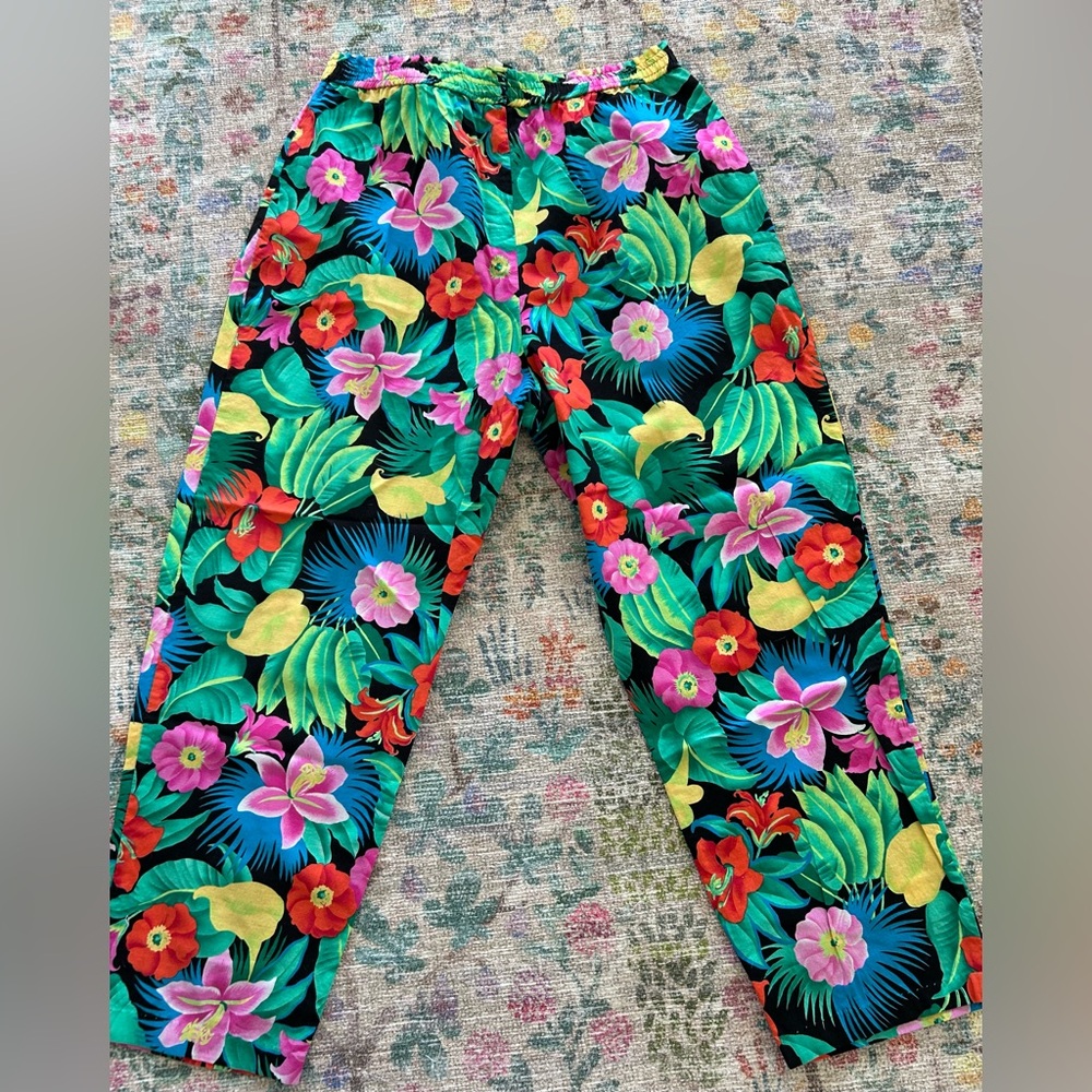Vintage Bonnie Boynton Hawaiian Floral Print Pants